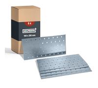 HELPMATE - 6 pièces de plaque perforée - 100x200 mm - Plaque acier galvanisé & passivé bleu - Assemblage bois avec une excellente protection anti-corrosion, stable & durable