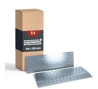 HELPMATE - 6 pièces de plaque perforée - 100x300 mm - Plaque acier galvanisé & passivé bleu - Assemblage bois avec une excellente protection anti-corrosion, stable & durable