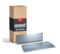 HELPMATE - 6 pièces de plaque perforée - 80x240 mm - Plaque acier galvanisé & passivé bleu - Assemblage bois avec une excellente protection anti-corrosion, stable & durable