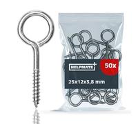 HELPMATE - Anneau de levage 25x12x3,8x18 mm - Acier électrozingué - 50 pièces - Anneau de levage avec filetage à bois