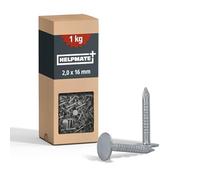 HELPMATE Clous de toiture 2,0 x 16 mm Type B 1000 g (1 kg) galvanisés mécaniquement DIN 1160B tête large en feutre de toit Argenté