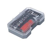 HELPMATE Coffret de douilles et embouts en acier chrome-vanadium, Résistant à la corrosion, Porte-embouts magnétique, incl. tournevis à cliquet, 38 pièces