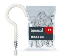 HELPMATE - Crochets pour corde à linge - 100x6,2x28x24 mm - Acier électrozingué - 5 pièces - Crochets à visser robustes pour la fixation de cordes à linge