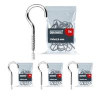 HELPMATE - Crochets pour corde à linge - 100x6,8x29x24 mm - Acier électrozingué - 5 pièces - Crochets à visser robustes pour la fixation de cordes à linge (Lot de 4)
