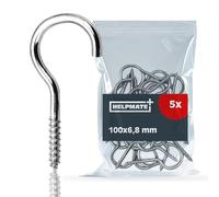 HELPMATE - Crochets pour corde à linge - 100x6,8x29x24 mm - Acier électrozingué - 5 pièces - Crochets à visser robustes pour la fixation de cordes à linge