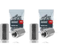 HELPMATE - Ecrou de rallonge M6 - acier électro-galvanisé - 25 pièces - Ecrou de rallonge hexagonal pour la connexion de filetages métriques (6x30x10) (Lot de 2)