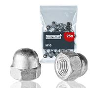 HELPMATE - Écrous borgnes M10 DIN 1578 - Acier électrozingué - 25 pièces - Écrous borgnes hexagonaux pour la protection et la fixation des extrémités de vis