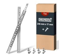 HELPMATE - Glissière à rainure pour tiroir 27 mm - Longueur 246 mm - Lot de 2 glissières à billes - Extension partielle - Système de glissières pour tiroirs - Acier galvanisé