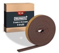 HELPMATE - Joint de fenêtre - 12 m - 9x5,5 mm - Pour portes et fenêtres - Autocollant - Profil P - Joint profilé pour colonnes moyennes de 2,5 à 5 mm - Marron