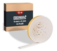 HELPMATE - Joint de fenêtre - 12 m - 9x6 mm - Pour portes et fenêtres - Autocollant - Profil D - Pour larges colonnes de 3 à 5,5 mm - Blanc