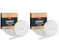 HELPMATE Joint de fenêtre - 6 m - 9 x 5,5 mm - Pour portes et fenêtres - Auto-adhésif - Profil P - Pour espaces moyens de 2,5 à 5 mm - Blanc (Lot de 2)