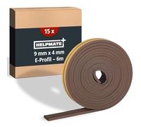 HELPMATE - Joint de fenêtre - 6 m - 9x4 mm - Ruban d'étanchéité pour portes et fenêtres - Autocollant - Profil E - Joint profilé pour crevasses étroites de 2 à 3,5 mm - Marron