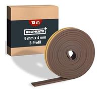 HELPMATE - Joint de fenêtre et de porte - 18 m - 9x4 mm - Ruban d’étanchéité autocollant pour fenêtres - Profil E - Joint profilé pour espaces de 2 à 3,5 mm - Marron