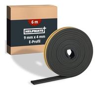 HELPMATE - Joint de fenêtre et de porte - 6 m - 9x4 mm - Ruban d’étanchéité autocollant pour portes et fenêtres - Profil E - Joint profilé pour espaces de 2 à 3,5 mm - Noir