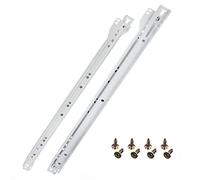 HELPMATE Lot de 2 guides coulissants 450 mm - Lot de 2 rails de tiroir - Système de rail - Tiroir - Extension partielle - Blanc - Avec matériel de fixation