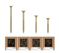 HELPMATE - Lot de 840 vis universelles à tête fraisée - passivées jaune - Vis à bois avec entraînement PZ et filetage partiel - Boulons pour panneaux d'aggloméré pour l'intérieur