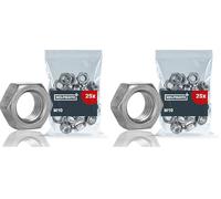 HELPMATE - M10 Ecrou hexagonal DIN 934 - Acier électrozingué - 25 pièces - Classe de résistance 8 - Ecrous pour l'intérieur ou les environnements secs (Lot de 2)