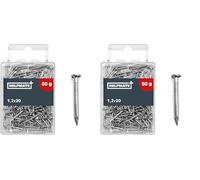 HELPMATE - Pointe à tête ronde 1,2x20 mm galvanisée - 50 grammes - Pointes en acier - Clous à enfoncer - Pour assemblages en bois & travaux de bricolage (Lot de 2)