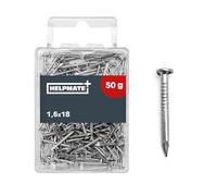 HELPMATE - Pointe à tête ronde 1,6x18 mm galvanisée - 50 grammes - Pointes en acier - Clous à enfoncer - Pour assemblages en bois & travaux de bricolage