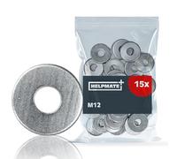HELPMATE - Rondelles M12 DIN 9021 - Acier électro-zingué - 15 pièces - Rondelles de carrosserie pour l'intérieur