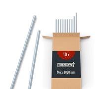 HELPMATE - Tige filetée M6 x 1000 mm en acier galvanisé - 10 pièces de tige filetée avec filetage intégral métrique - Vis filetée avec e résistance 4.8, DIN 976