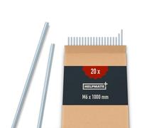 HELPMATE - Tige filetée M6 x 1000 mm en acier galvanisé - 20 pièces de tige filetée avec filetage métrique complet - Tige filetée avec e résistance 4.8, DIN 976