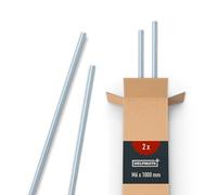 HELPMATE - Tige filetée M6 x 1000 mm en acier galvanisé - Lot de 2 tiges filetées métriques entièrement filetées - Vis sans tête classe de résistance 4.8, DIN 976