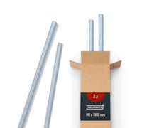 HELPMATE Tige filetée M8 x 1000 mm en acier galvanisé - Lot de 2 tiges filetées métrique entièrement filetée - Vis sans tête classe de résistance 4.8, DIN 976
