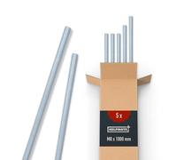 HELPMATE Tige filetée M8 x 1000 mm en acier galvanisé - Lot de 5 tiges filetées métrique entièrement filetée - Vis sans tête classe de résistance 4.8, DIN 976
