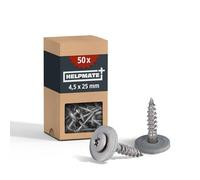 HELPMATE - Vis de ferblantier en acier inoxydable A2 - 4,2x25 mm - 50 pièces - T20 - DIN 7995 - tête bombée avec rondelle plate et rondelle EPDM