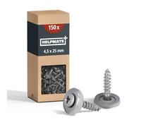 HELPMATE - Vis de ferblantier en acier inoxydable A2 - 4,5x25 mm - 150 pièces - PZ2 - DIN 7995 - tête bombée avec rondelle plate et rondelle EPDM
