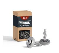 HELPMATE - Vis de ferblantier en acier inoxydable A2 - 4,5x25 mm - 50 pièces - PZ2 - DIN 7995 - tête bombée avec rondelle plate et joint EPDM