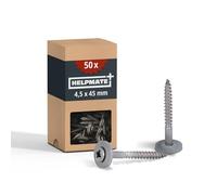 HELPMATE - Vis de ferblantier en acier inoxydable A2 - 4,5x45 mm - 50 pièces - PZ2 - DIN 7995 - tête bombée avec rondelle plate et rondelle EPDM