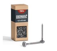 HELPMATE - Vis de ferblantier en acier inoxydable A2 - 4,5x65 mm - 150 pièces - T20 - DIN 7995 - tête bombée avec rondelle plate et rondelle EPDM