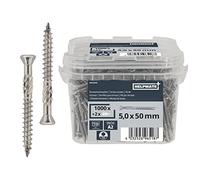 HELPMATE - Vis de terrasse - 5x50 mm - acier inoxydable A2 - 1000 vis pour planches + 2 embouts T25 - Vis de terrasse pour l'extérieur (construction de terrasses & abris de jardin)