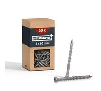 HELPMATE - Vis pour terrasse 5x60 acier inoxydable A2-50 pièces + 2 embouts T25 - Vis pour l'extérieur (construction de terrasses & en bois de construction, abris de jardin etc.)