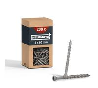 HELPMATE - Vis pour terrasse - 5x60 mm - acier inoxydable A2 - 200 vis pour planches + 2 embouts T25 - Vis pour l'extérieur