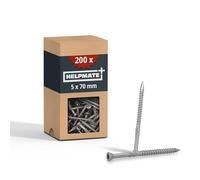 HELPMATE - Vis pour terrasse - 5x70 mm - acier inoxydable A2 - 200 vis pour planches + 2 embouts T25 - Vis pour l'extérieur