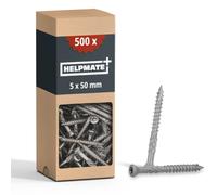 HELPMATE - Vis pour terrasses 5x50 en acier inoxydable A2 - 500 pièces | Vis pour lames de terrasse + 2 embouts T25 - pour usage extérieur (construction de terrasses, structures en bois, etc.)