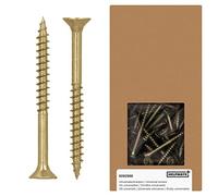 HELPMATE - Vis universelles tête fraisée 4,5x50 passivées jaune - 300 vis à bois avec entraînement PZ 2 et filetage partiel - Boulons pour panneaux de particules pour l'intérieur & l'extérieur protégé