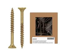 HELPMATE - Vis universelles tête fraisée 5x50 passivées jaune - 125 vis à bois avec entraînement en T et filetage partiel - Boulons pour panneaux de particules pour l'intérieur & l'extérieur protégé