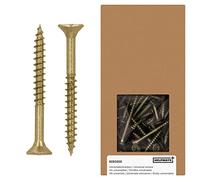 HELPMATE - Vis universelles tête fraisée 5x50 passivées jaune - 250 vis à bois avec entraînement PZ 2 et filetage partiel - Boulons pour panneaux de particules pour l'intérieur & l'extérieur protégé