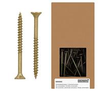 HELPMATE - Vis universelles tête fraisée 5x60 passivées jaune - 200 vis à bois avec entraînement PZ 2 et filetage partiel - Boulons pour panneaux de particules pour l'intérieur & l'extérieur protégé