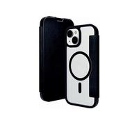 Helsinki - Etui à rabat pour téléphone portable - compatibilité avec MagSafe - cuir vegan, plastique - transparent/noir - pour Apple iPhone 13, 14,