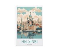 Helsinki Finlande Poster de voyage vintage sur toile pour décoration d'intérieur, bureau, salon 20 x 30 cm