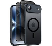 Helssitot Étui de protection magnétique mat compatible avec iP 17 Air Phone - Avec 2 films de protection d'écran brise-vue - En polycarbonate rigide résistant aux rayures et aux chocs - Translucide