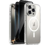 Helssitot Magnetic Protective Case Compatible With Iphone 16 Pro, With 2 Privacy Screen Protector, Never Yellow, Scratch-Resistant Hard Pc And