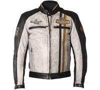 Helstons Indy Veste en cuir de moto, noir-blanc-jaune, taille XL