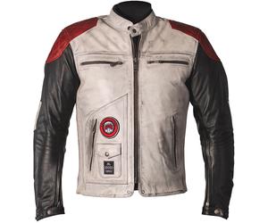 helstons Tracker Natural Veste en cuir Blanc/Noir/Rouge L homme