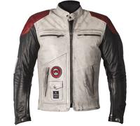 Helstons Tracker Veste en cuir de moto, noir-blanc-rouge, taille 4XL pour homme